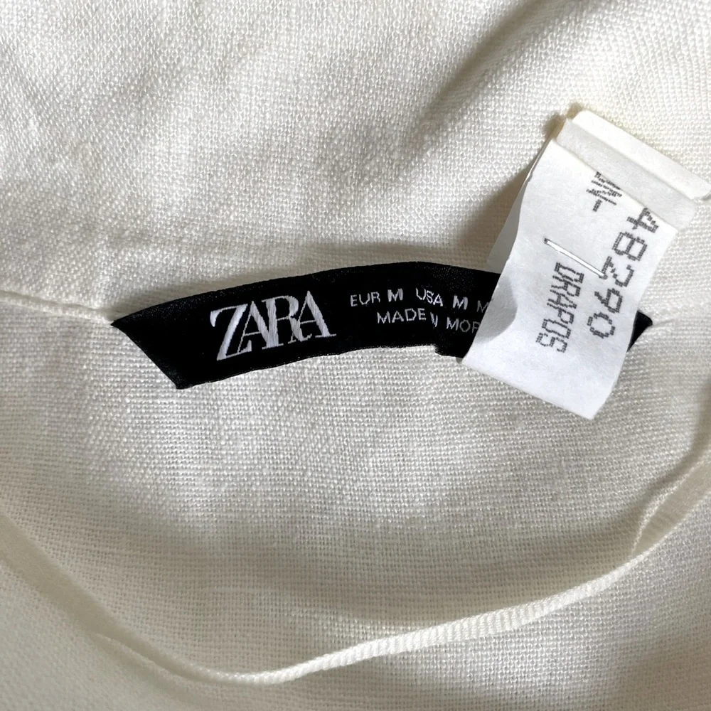 ZARA | Women’s Linen Blend Oyster White Jumpsuit Size M